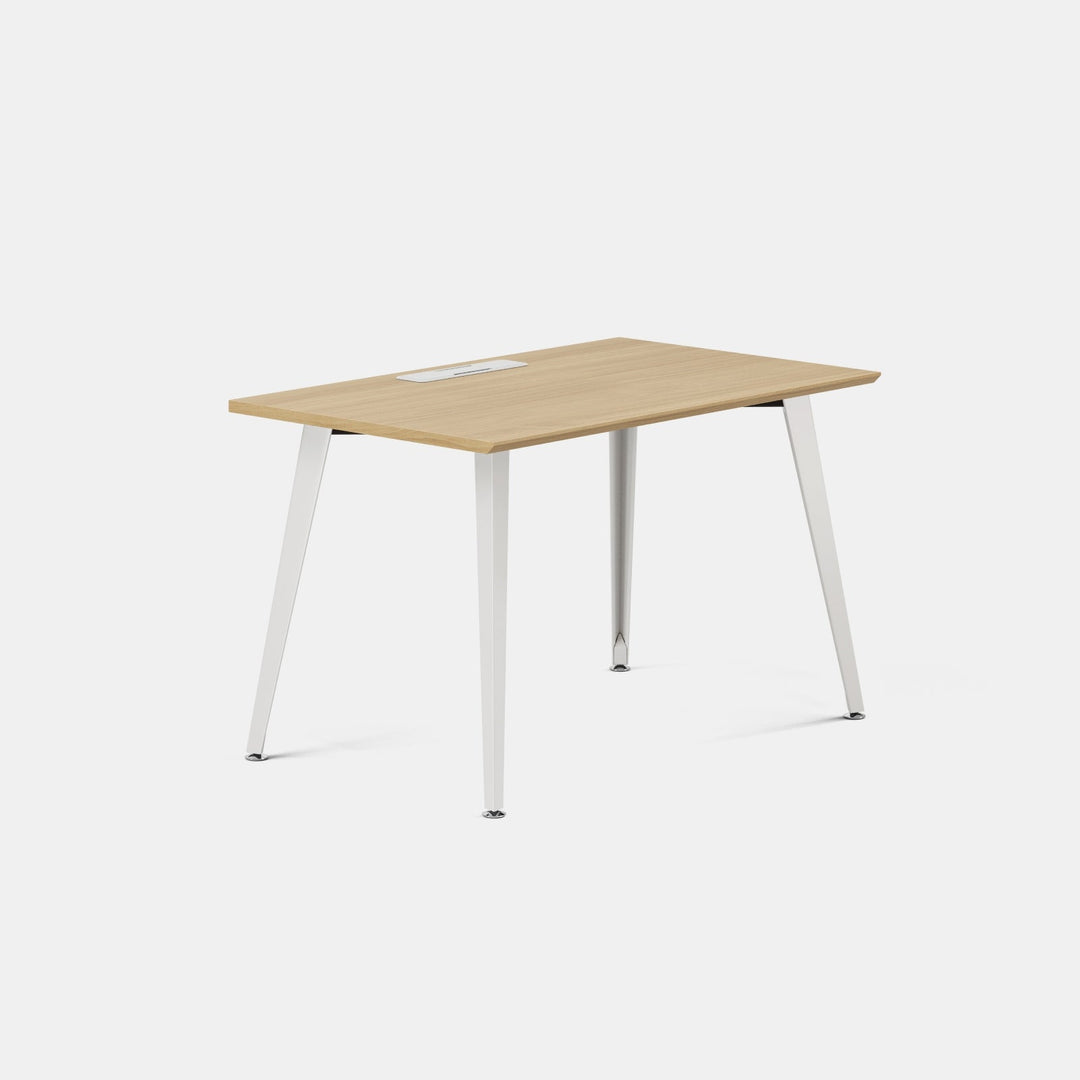 Top Color:Woodgrain; Leg Color:Powder White; Desk Size:48 inches x 24 inches;